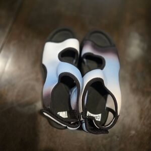 Camper Blue and Black Gradient Sandals With Velcro Back.